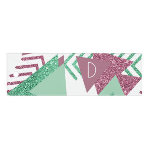 80s Fresh Abstract Pink and Green Shape Monogram Ruler