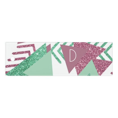 80s Fresh Abstract  Pink and Green Shape Monogram Ruler