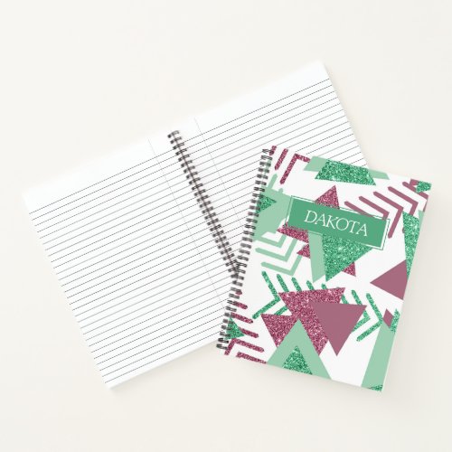 80s Fresh Abstract  Pink and Green Shapes Custom Notebook