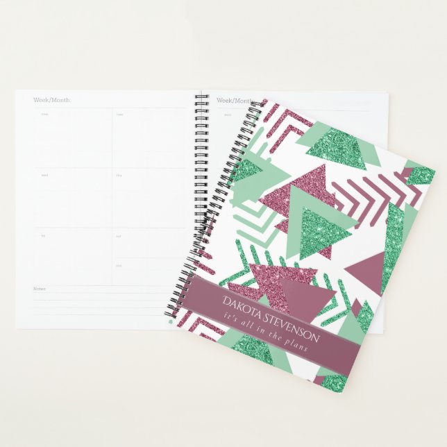 80s Fresh Abstract | Pink and Green Shapes Custom Planner (Display)