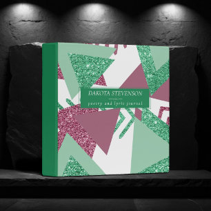 80s Fresh Abstract Pink and Green Shapes Lyrics 3 Ring Binder