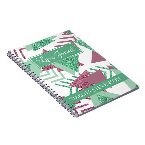 80s Fresh Abstract  Pink and Green Shapes Lyrics Notebook