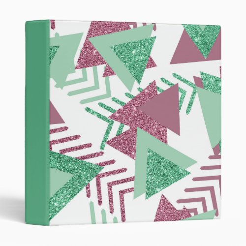 80s Fresh Abstract  Pink and Green Shapes Pattern 3 Ring Binder