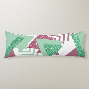 80s Fresh Abstract   Pink and Green Shapes Pattern Body Pillow