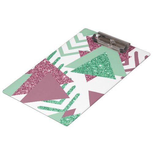 80s Fresh Abstract  Pink and Green Shapes Pattern Clipboard