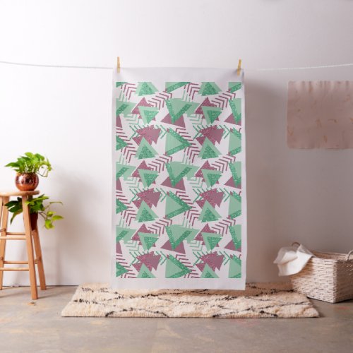 80s Fresh Abstract  Pink and Green Shapes Pattern Fabric