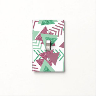80s Fresh Abstract   Pink and Green Shapes Pattern Light Switch Cover
