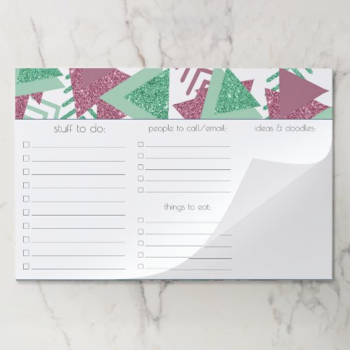 80s Fresh Abstract  Pink and Green Shapes Pattern Paper Pad