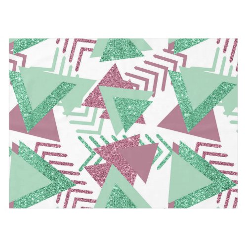 80s Fresh Abstract  Pink and Green Shapes Pattern Tablecloth