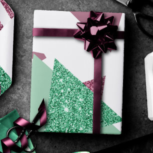 80s Fresh Abstract Pink and Green Shapes Pattern Wrapping Paper