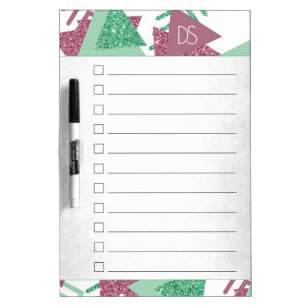 80s Fresh Abstract   Pink and Mint Green Checklist Dry Erase Board