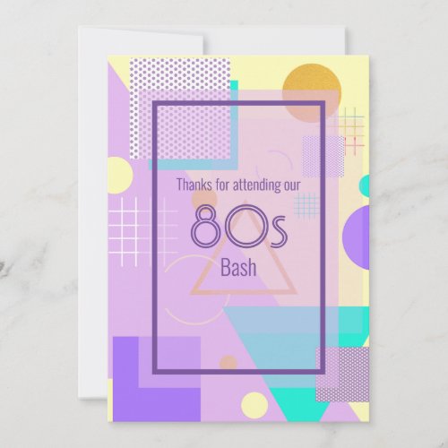 80s geometric funky retro yellow announcement card