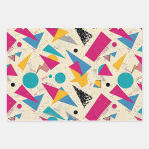 80s Geometric Pattern Wrapping Paper Sheets