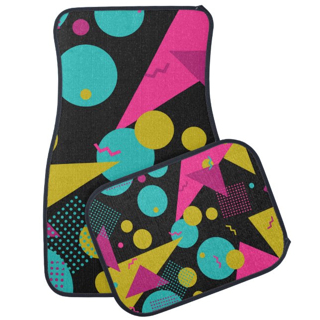 80s geometric seamless pattern with memphis elemen car floor mat (Set)