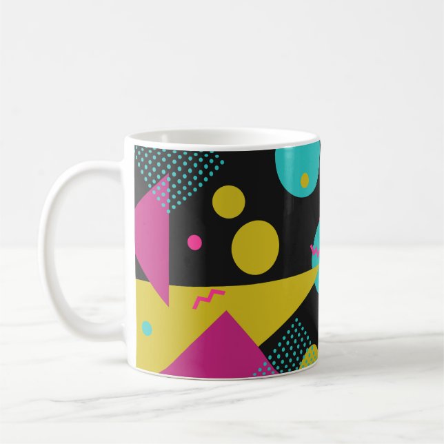 80s geometric seamless pattern with memphis elemen coffee mug (Left)