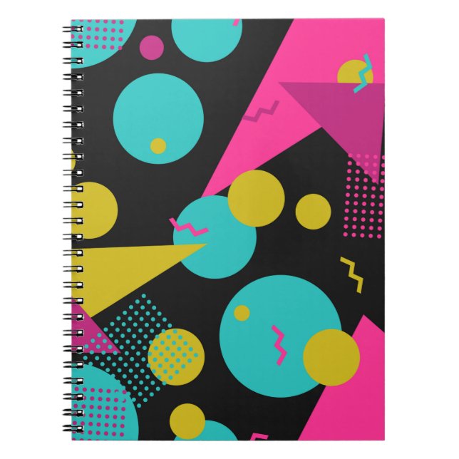 80s geometric seamless pattern with memphis elemen notebook (Front)