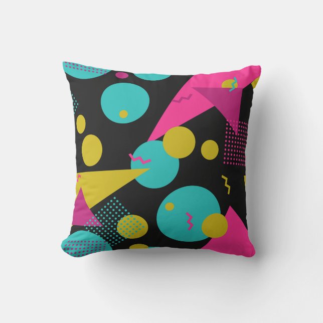 80s geometric seamless pattern with memphis elemen throw pillow (Front)