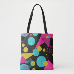 80s geometric seamless pattern with memphis elemen tote bag