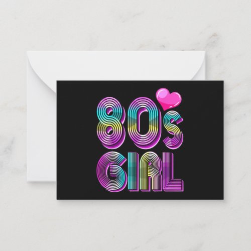 80s Girl Birthday Party Costume Retro Vintage Note Card