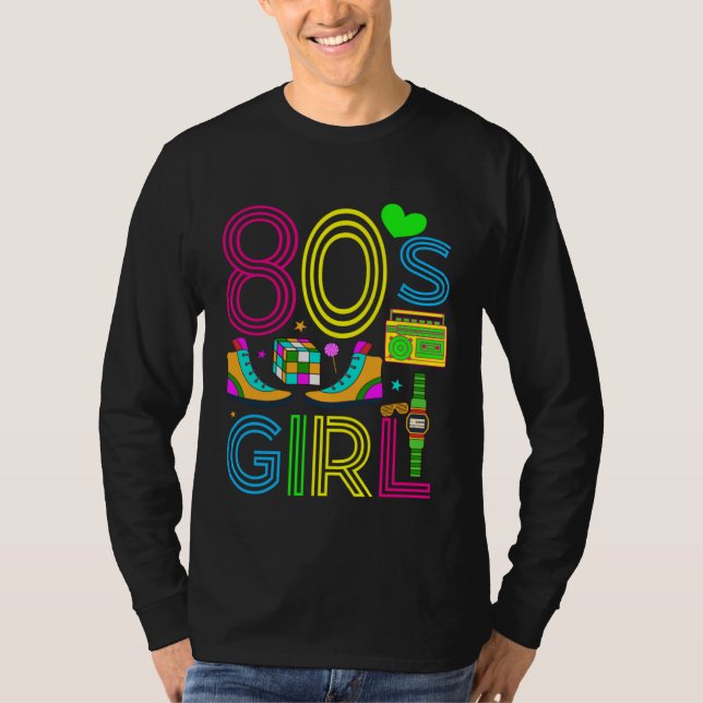 80s Girl Fashion Theme Party Outfit 1980s Eighties T-Shirt (Front)