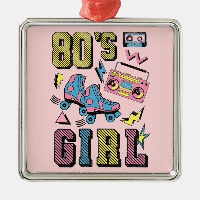 80's Girl Metal Ornament (Front)