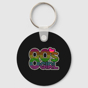 80s Girl Retro Vintage Halloween Costume Women 80s Keychain