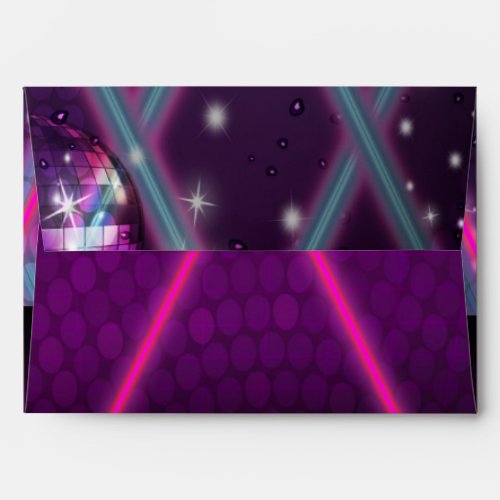 80s Glam Purple Dance Party Invitation Envelope 2