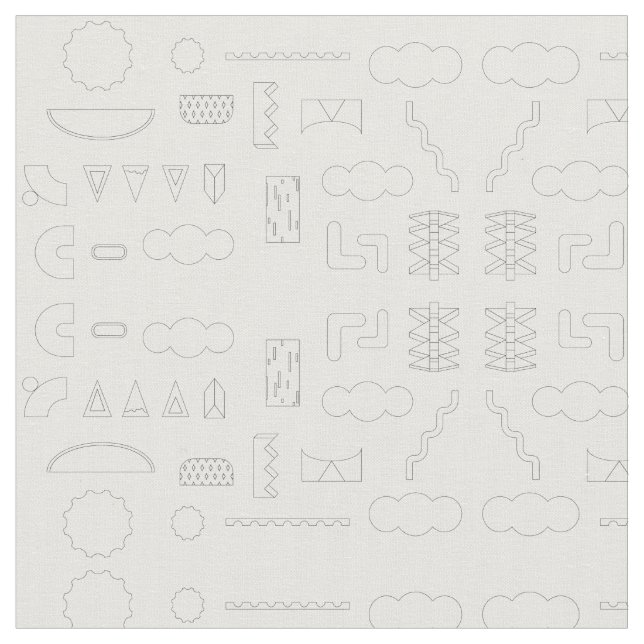 80s Graphic Geometric Pattern on White Fabric (Close Up)