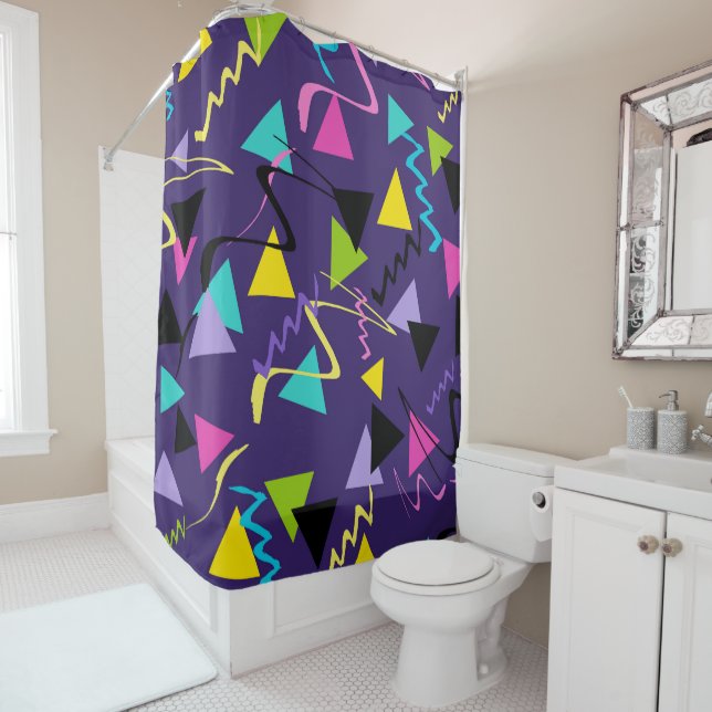 80s Groovy Neon Vibes #1 #decor #art Shower Curtain (In Situ)