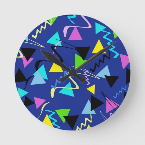 80s Groovy Neon Vibes 2 decor art Round Clock