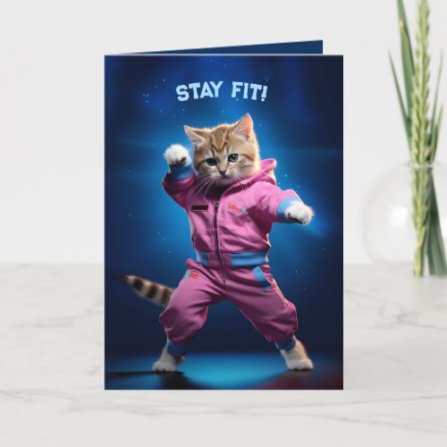 80s Gym Kitten Thank You Card