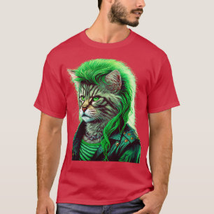 80s Heavy Metal Cat With Mullet T-Shirt