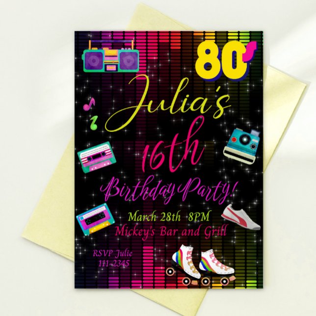 80's Invitation, Back to the 80's, Any Age, Invita Invitation (Creator Uploaded)