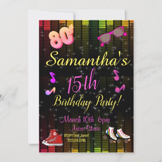 80's Invitation, Back to the 80's, Any Age, Invitation (Front)