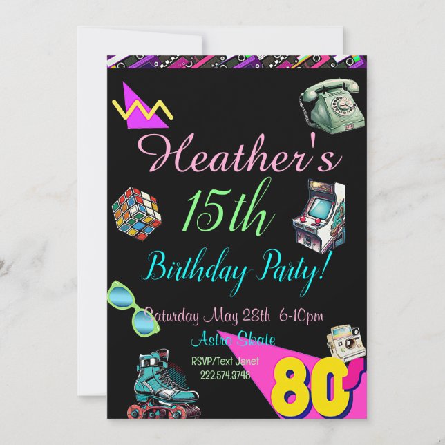 80's Invitation, Back to the 80's, Any Age, Invitation (Front)