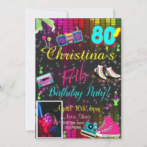 80s Invitation Photo Invite Back to the 80s 