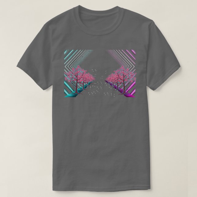 80s Japanese Flower Sakura Tree Vaporwave Cherry B T-Shirt (Design Front)