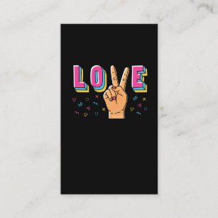80s Love Hand Peace Sign 90s Retro Hippie Graphic Business Card