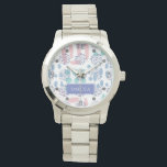 80s Lunar Abstract | Coastal Memphis Pastel Custom Watch<br><div class="desc">#abstractart Soft, pretty, and feminine dusty hued retro 90s modern contemporary Memphis geometric abstract shapes in late 1980s and 1990s style lunar twilight coastal pastel palette - blue, pink, green, and purple - various shapes and lines with a vintage mature twist for a cool modern pattern. For other colors or...</div>