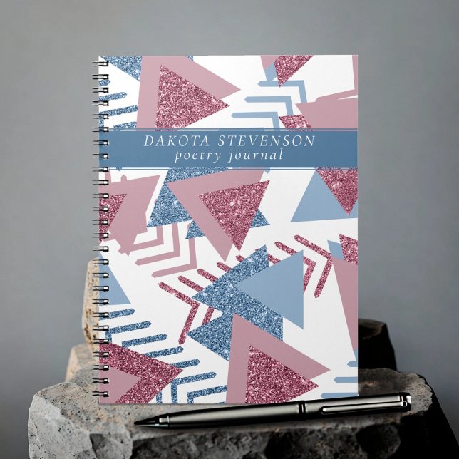 80s Lunar Abstract | Dusty Mauve and Blue Poetry Notebook (Creator Uploaded)