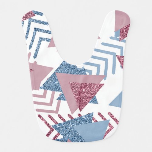 80s Lunar Abstract  Dusty Mauve Pink and Blue Baby Bib