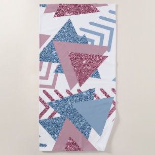 80s Lunar Abstract Dusty Mauve Pink and Blue Beach Towel