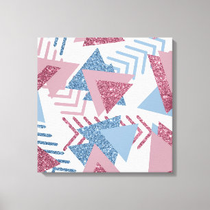 80s Lunar Abstract Dusty Mauve Pink and Blue Canvas Print