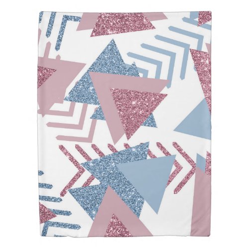 80s Lunar Abstract  Dusty Mauve Pink and Blue Duvet Cover