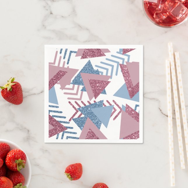 80s Lunar Abstract | Dusty Mauve Pink and Blue Napkins (Insitu)