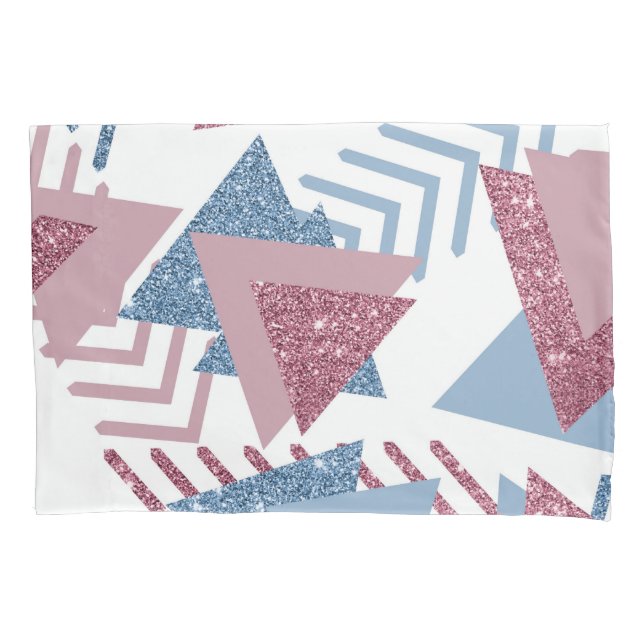 80s Lunar Abstract | Dusty Mauve Pink and Blue Pillow Case (Front)