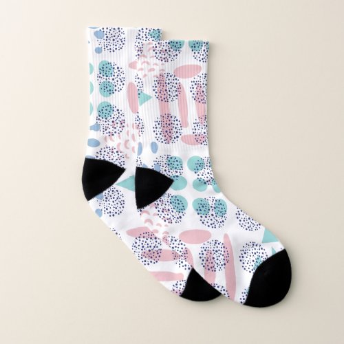 80s Lunar Abstract  Dusty Mauve Pink and Blue Socks