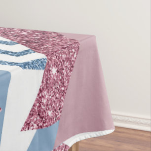 80s Lunar Abstract Dusty Mauve Pink and Blue Tablecloth