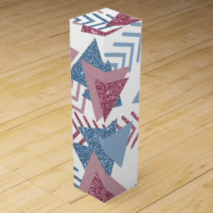 80s Lunar Abstract Dusty Mauve Pink and Blue Wine Box