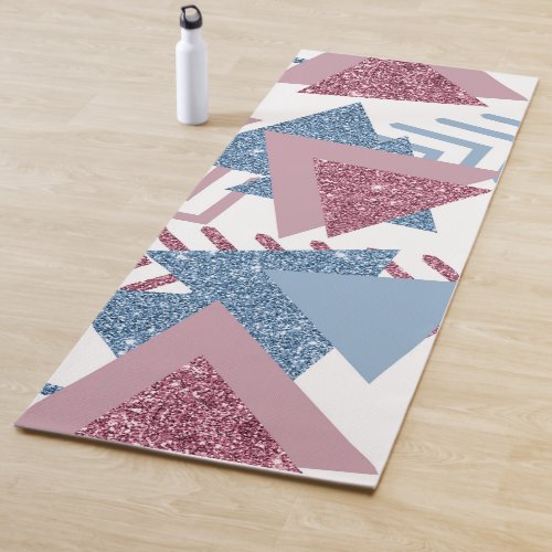 80s Lunar Abstract  Dusty Mauve Pink and Blue Yoga Mat
